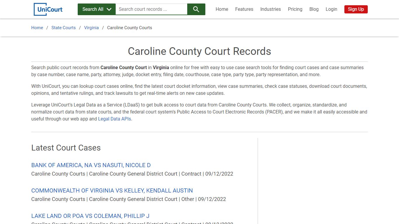 Caroline County Court Records | Virginia | UniCourt