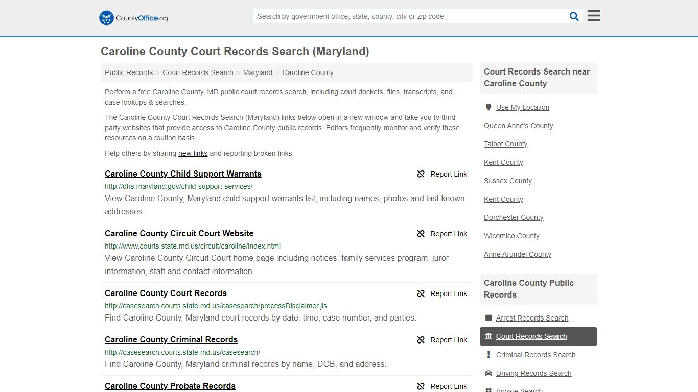 Caroline County Court Records Search (Maryland) - County Office