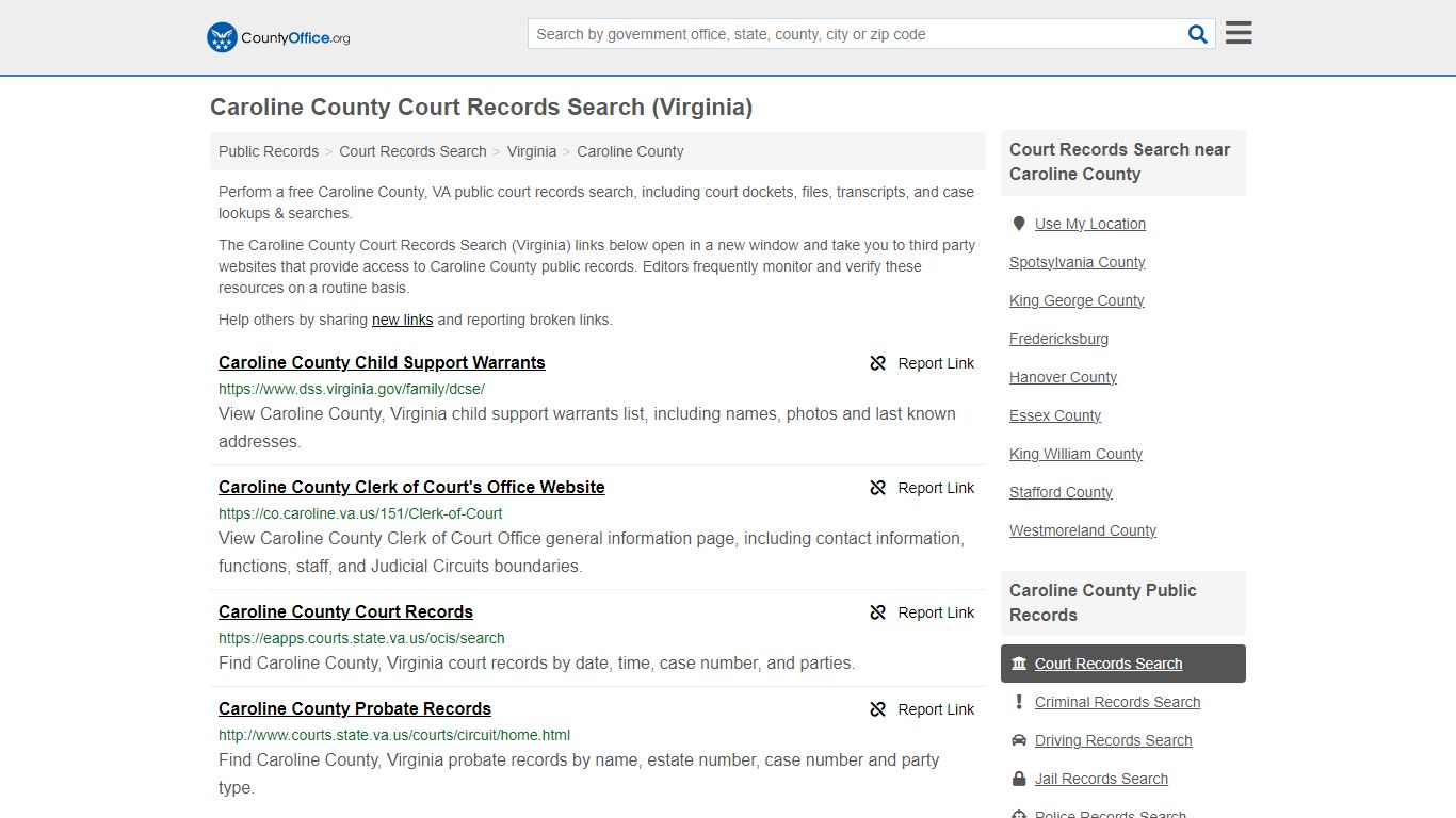 Caroline County Court Records Search (Virginia) - County Office